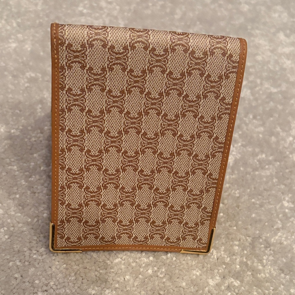 Vintage Celine Macadame Brown and Cream Folding Wallet
